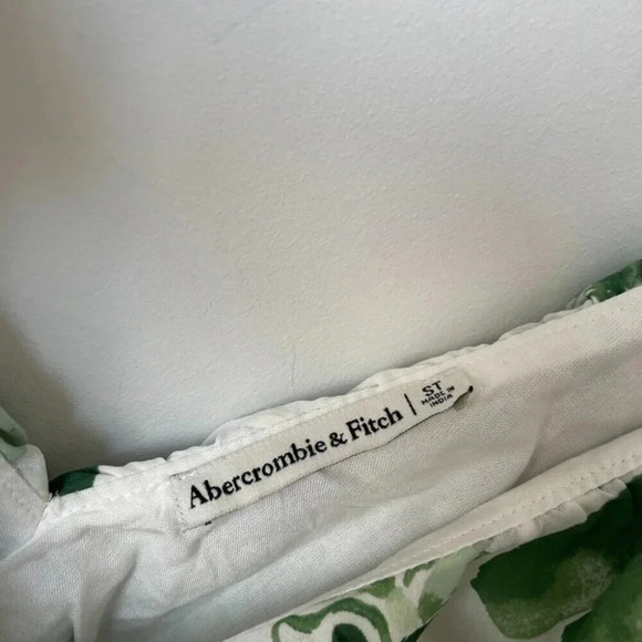 Abercrombie Ruffle Flutter Sleeve Mini Dress Green Floral Size Small Tall - Picture 9 of 10